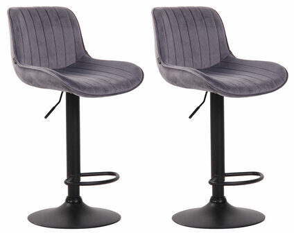 Set van 2 Barkrukken Lintine Fluweel donkergrijs,zwart, Grijs