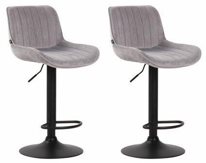 Set van 2 Barkrukken Lintine Fluweel grijs,zwart, Grijs