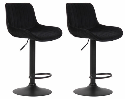 Set van 2 Barkrukken Lintine Fluweel zwart,zwart, Zwart