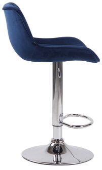 Set van 2 Barkrukken Lintine Fluweel Blauww,chroom