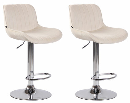 Set van 2 Barkrukken Lintine Fluweel Creme,chroom