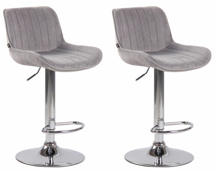 Set van 2 Barkrukken Lintine Fluweel grijs,chroom, Grijs