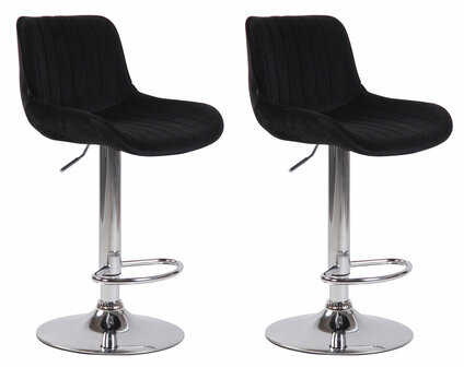 Set van 2 Barkrukken Lintine Fluweel zwart,chroom, Zwart