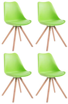 Set van 4 eetkamerstoelen Teulouso kunstleer rond groen,natura, Groen