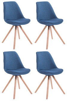 Set van 4 eetkamerstoelen Teulouso stof rond Blauww,natura