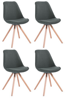 Set van 4 eetkamerstoelen Teulouso stof rond donkergrijs,natura, Grijs