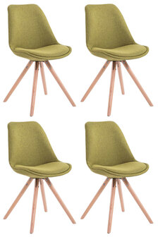 Set van 4 eetkamerstoelen Teulouso stof rond groen,natura, Groen