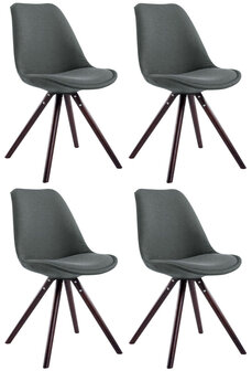 Set van 4 eetkamerstoelen Teulouso stof rond donkergrijs,cappuccino, Grijs