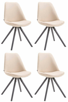 Set van 4 eetkamerstoelen Teulouso stof rond Creme,grijs