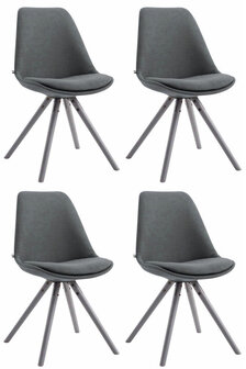 Set van 4 eetkamerstoelen Teulouso stof rond donkergrijs,grijs, Grijs