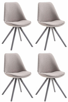 Set van 4 eetkamerstoelen Teulouso stof rond grijs,grijs, Grijs