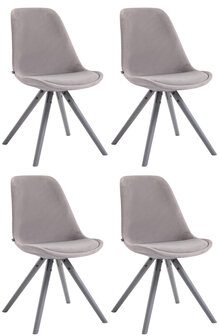 Set van 4 Stoelen Teulouso Rond frame - Fluweel grijs,grijs, Grijs