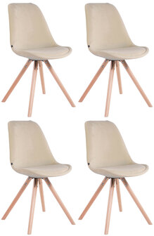 Set van 4 Stoelen Teulouso Rond frame - Fluweel Creme,natura