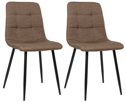 Set van 2 eetkamerstoelen Teldi bruin,Stof, Bruin