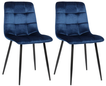 Set van 2 eetkamerstoelen Teldi Blauww,Fluweel