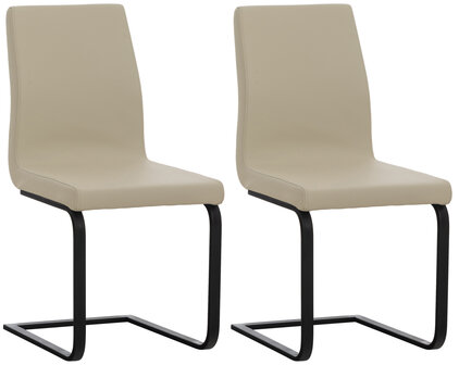 Set van 2 eetkamerstoelen Billia Creme,Kunstleer