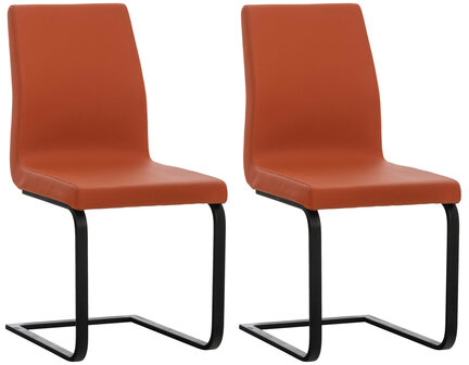 Set van 2 eetkamerstoelen Billia oranje,Kunstleer, Oranje