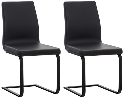 Set van 2 eetkamerstoelen Billia zwart,Kunstleer, Zwart