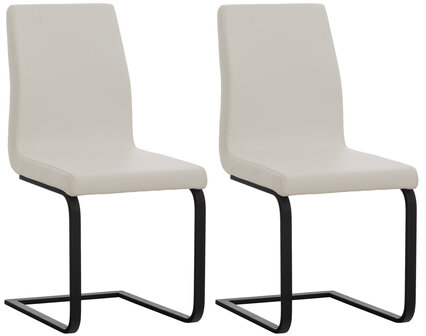 Set van 2 eetkamerstoelen Billia wit,Kunstleer, Wit