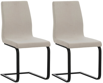 Set van 2 eetkamerstoelen Billia wit,Stof, Wit