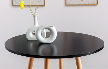 Statafel Narje rond zwart,natura (ronde), Zwart