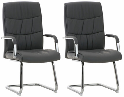 Set van 2 Cora eetkamerstoelen - Kunstleer grijs, Grijs