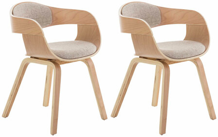 Set van 2 Kongstin eetkamerstoelen Stof natura/Creme,natura