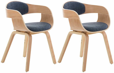 Set van 2 Kongstin eetkamerstoelen Stof natura/Blauww,natura