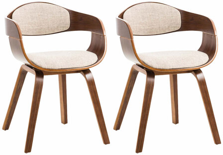 Set van 2 Kongstin eetkamerstoelen Stof walnoot/Creme,walnoot