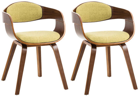 Set van 2 Kongstin eetkamerstoelen Stof walnoot/lichtgroen,walnoot, Groen