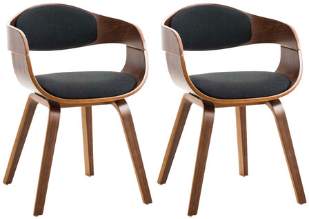 Set van 2 Kongstin eetkamerstoelen Stof walnoot/zwart,walnoot, Zwart