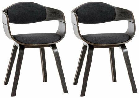 Set van 2 Kongstin eetkamerstoelen Stof grijs/donkergrijs,grijs, Grijs