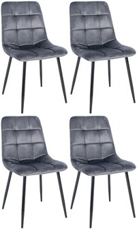 Set van 4 eetkamerstoelen Entibas - Zonder armleuning - Velvet - donkergrijs, Grijs