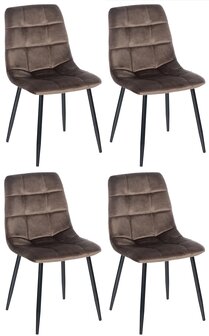 Set van 4 eetkamerstoelen Entibas - Zonder armleuning - Velvet - bruin, Bruin