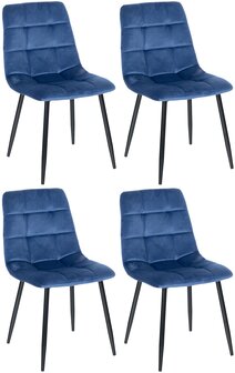 Set van 4 eetkamerstoelen Entibas - Zonder armleuning - Velvet - Blauww