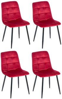 Set van 4 eetkamerstoelen Entibas - Zonder armleuning - Velvet - rood, Rood
