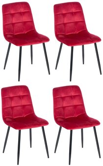 Set van 4 eetkamerstoelen Entibas - Zonder armleuning - Velvet - rood, Rood