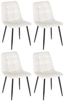 Set van 4 eetkamerstoelen Entibas - Zonder armleuning - Velvet - Creme