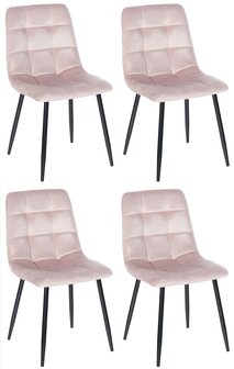 Set van 4 eetkamerstoelen Entibas - Zonder armleuning - Velvet - roze, 