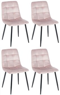 Set van 4 eetkamerstoelen Entibas - Zonder armleuning - Velvet - roze, 