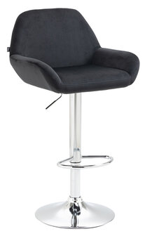 Barkruk Brigi fluweel zwart,chroom, Zwart