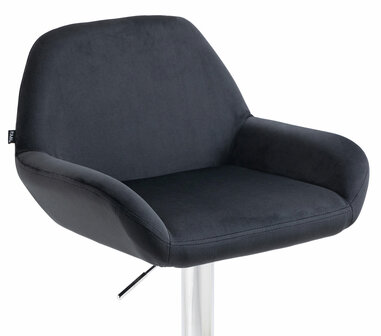 Barkruk Brigi fluweel zwart,chroom, Zwart