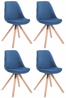 Set van 4 eetkamerstoelen Teulouso stof vierkant Blauww,natura