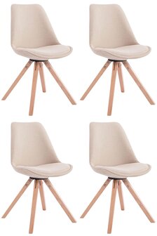 Set van 4 eetkamerstoelen Teulouso stof vierkant Creme,natura