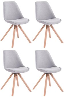 Set van 4 eetkamerstoelen Teulouso stof vierkant grijs,natura, Grijs