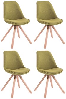Set van 4 eetkamerstoelen Teulouso stof vierkant groen,natura, Groen