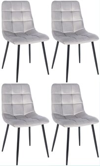Set van 4 eetkamerstoelen Entibas - Zonder armleuning - Velvet - grijs, Grijs