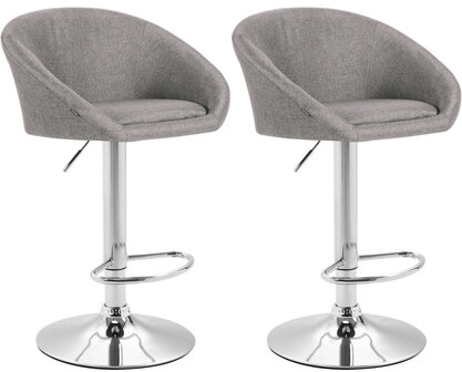 Set van 2 barkrukken Meime stof chroom,licht grijs, Grijs
