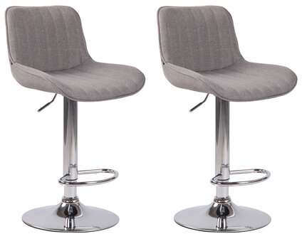 Set van 2 barkrukken Lintine stof grijs,chroom, Grijs