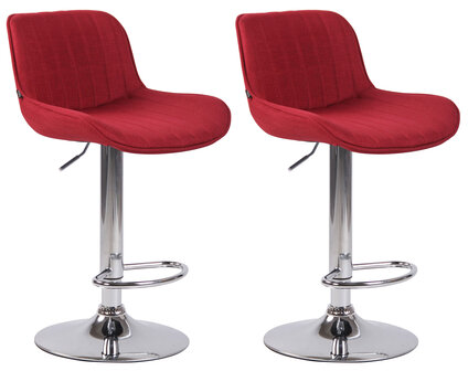 Set van 2 barkrukken Lintine stof rood,chroom, Rood